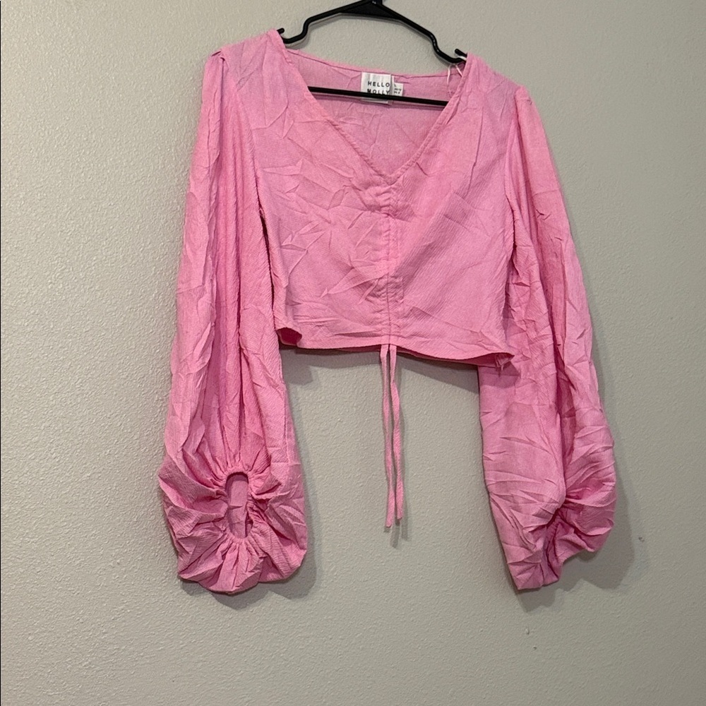 Hello Molly Pink Balloon Sleeve Blouse
